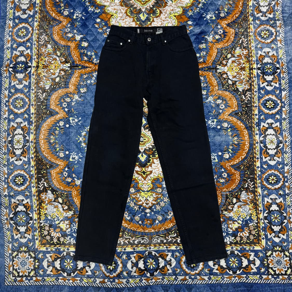 빈티지 90s USA 리바이스 실버탭 루즈 블랙 데님 팬츠 상품이미지1