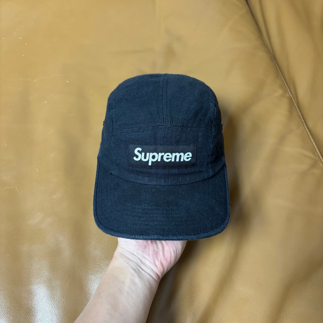 슈프림 캠프캡 모자 박스로고 21SS 린넨 블랙 상품이미지3