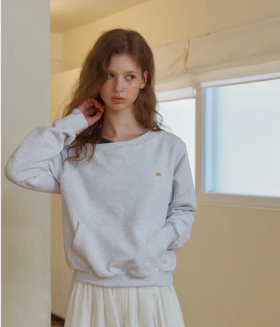 아노에틱 오프숄더 스웻셔츠 멜란지그레이 상품이미지3