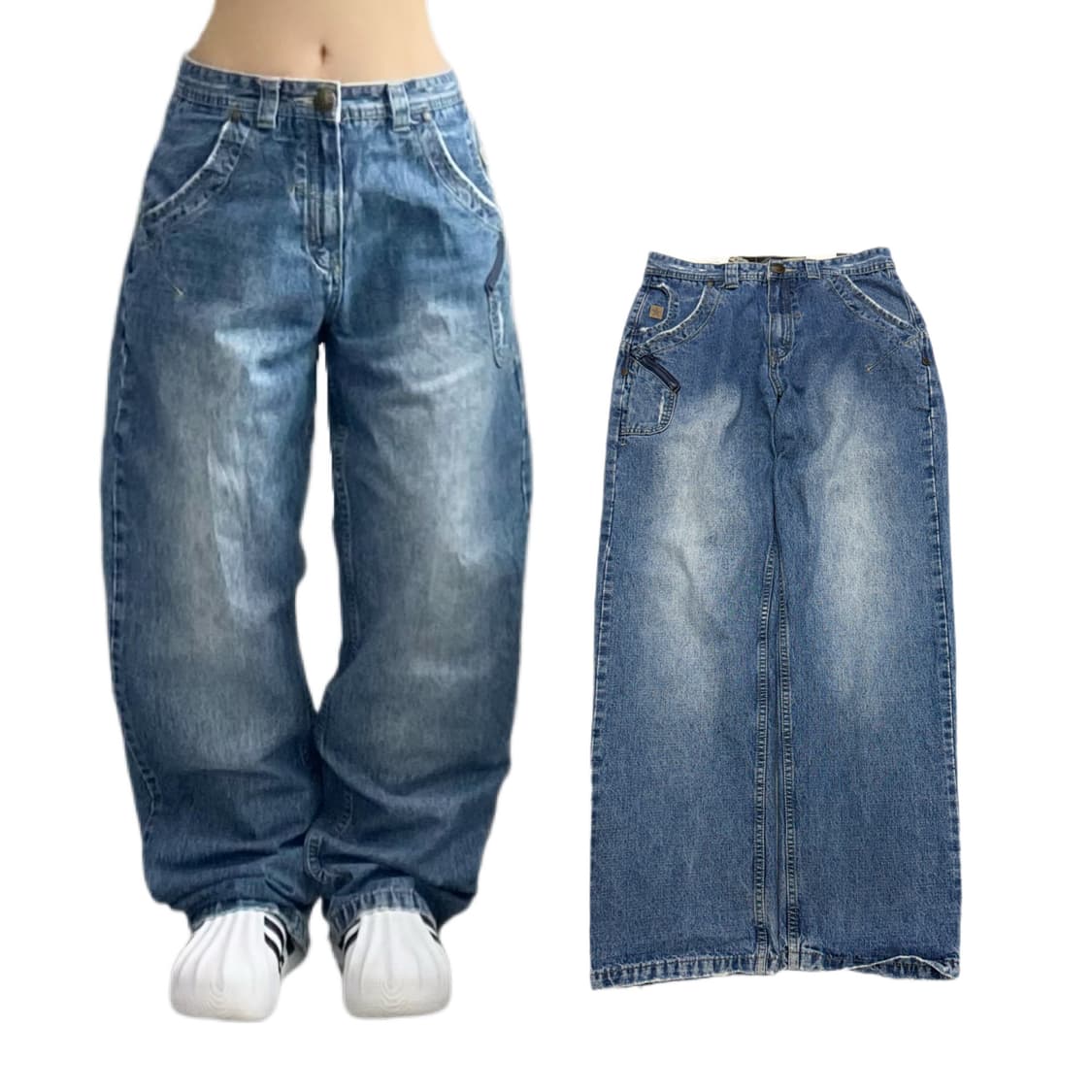 힙합 올드스쿨 워싱 데님팬츠 상품이미지1