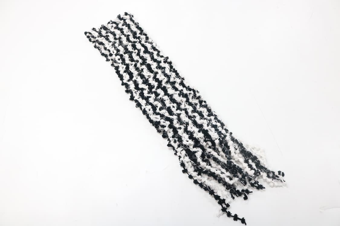 티지 블랙 앤 화이트 팝콘 니트 믹스 머플러 상품이미지5