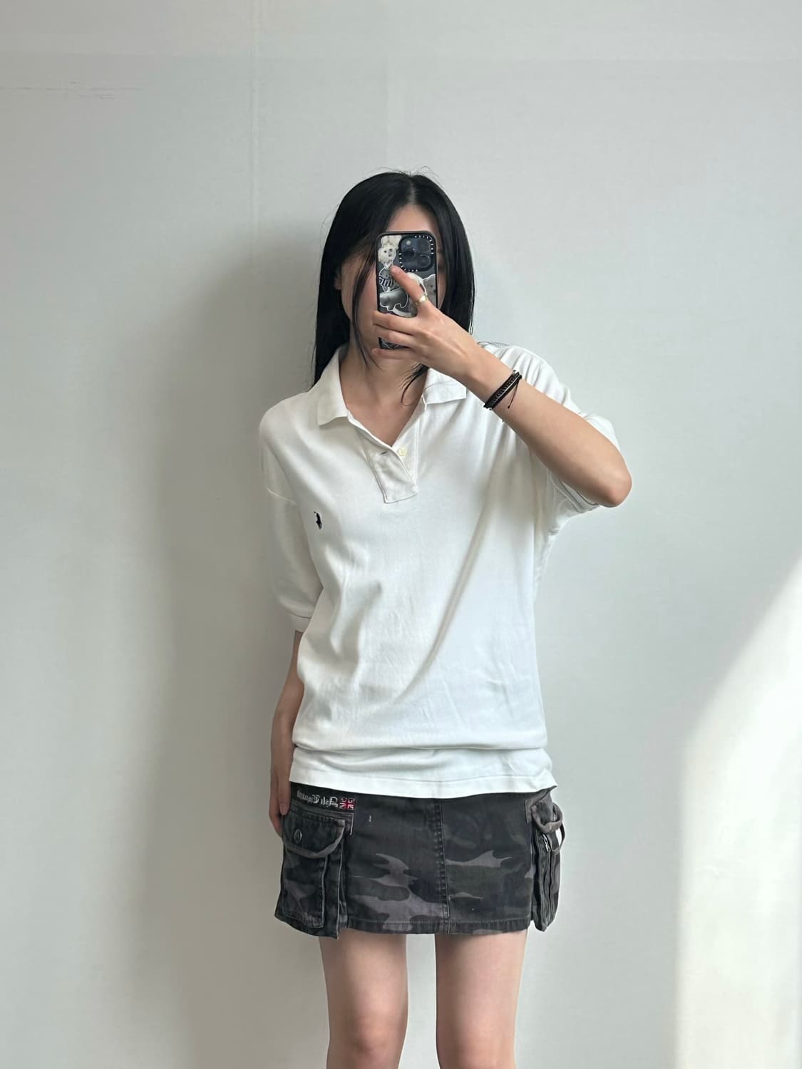 폴로 랄프로렌 화이트 피케 반팔 카라 티셔츠 상품이미지1