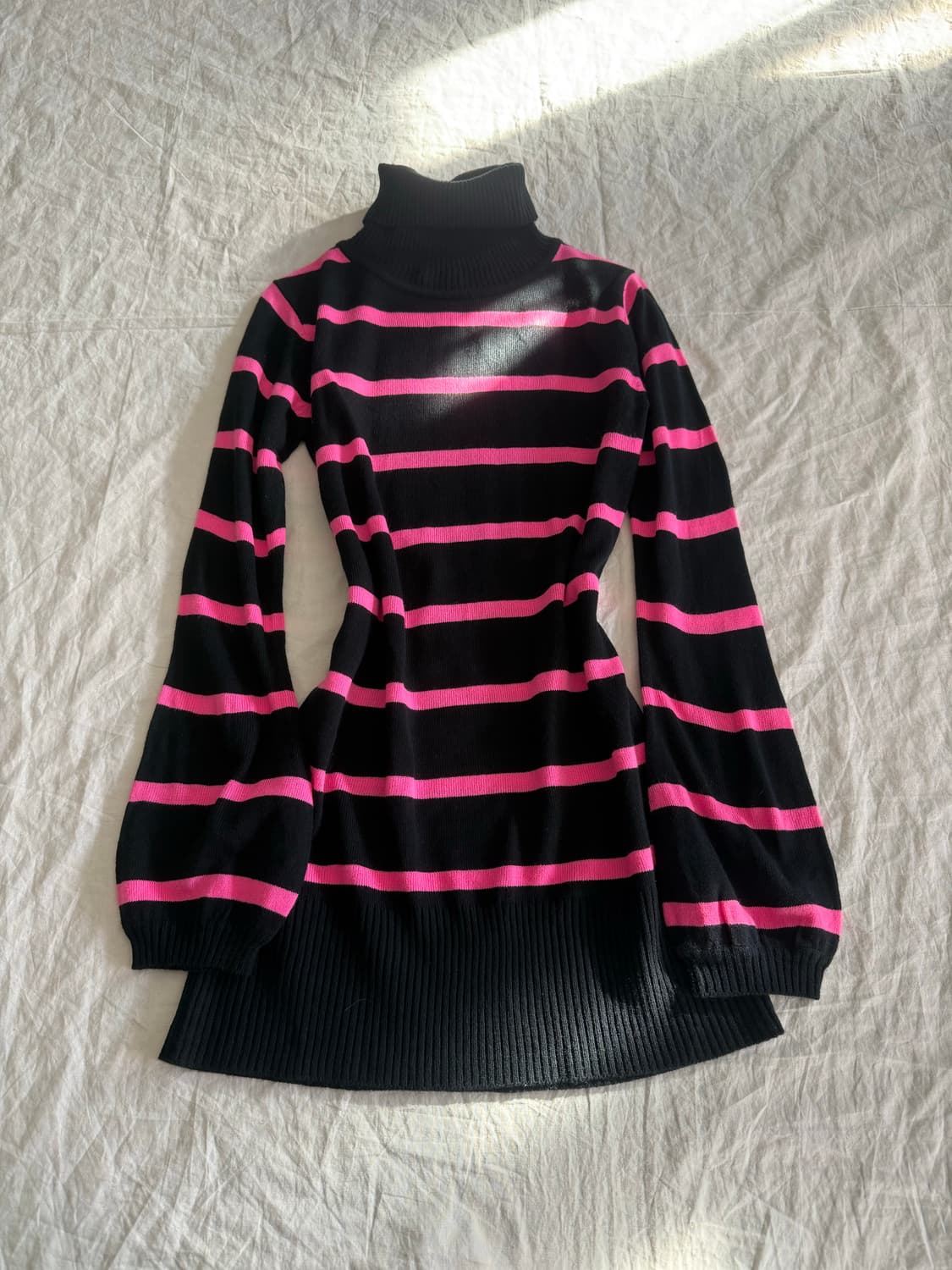 캐캐체 갸루펑크 단가라 니트 미니 원피스 상품이미지1