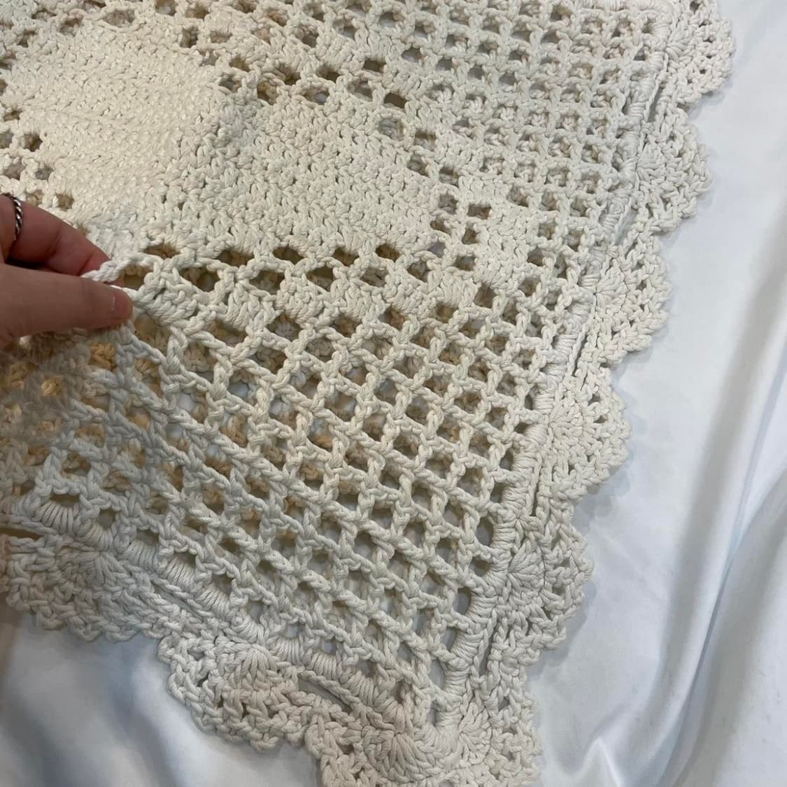빈티지 크로쉐 뜨개 하트 사각매트 상품이미지4