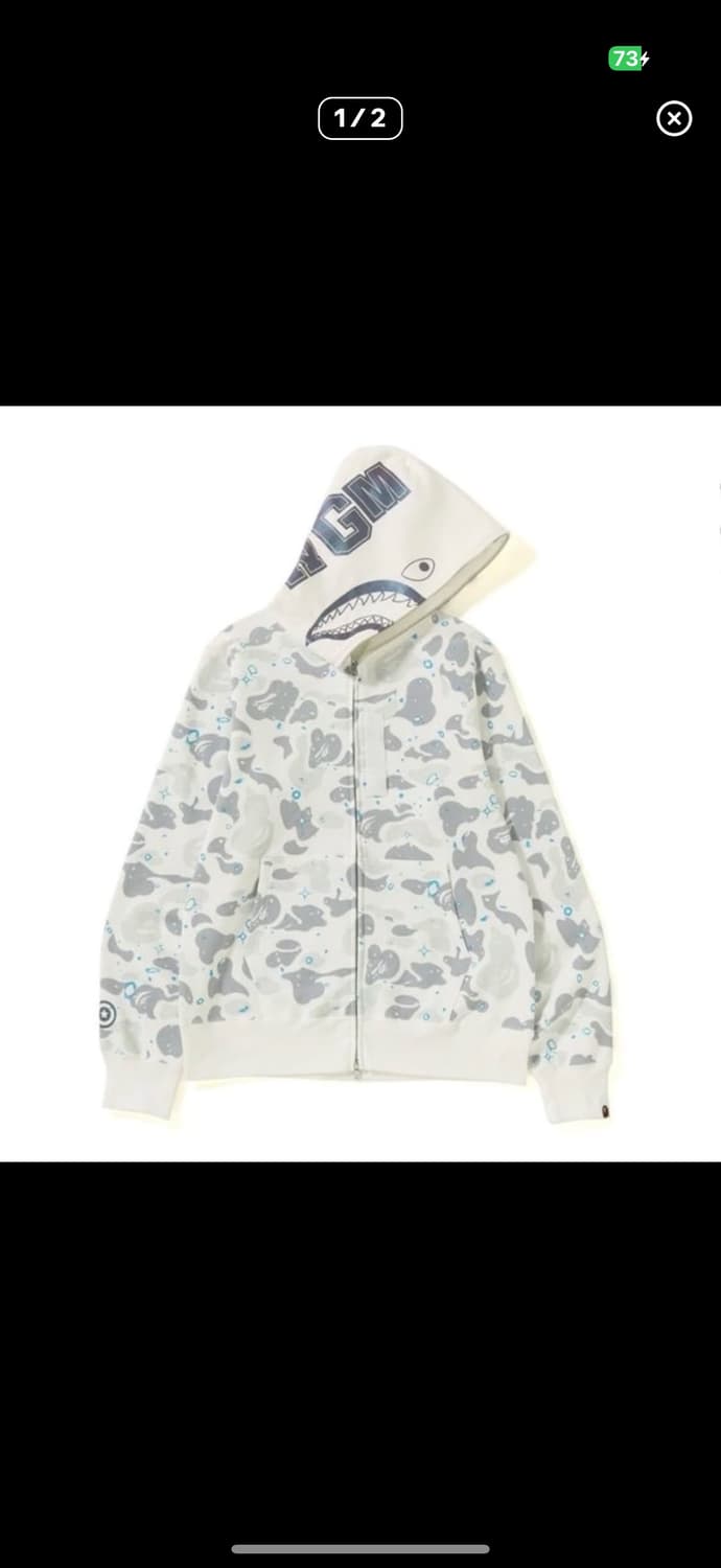 베이프 샤크 카모 후드집업 화이트계열 구매 상품이미지2