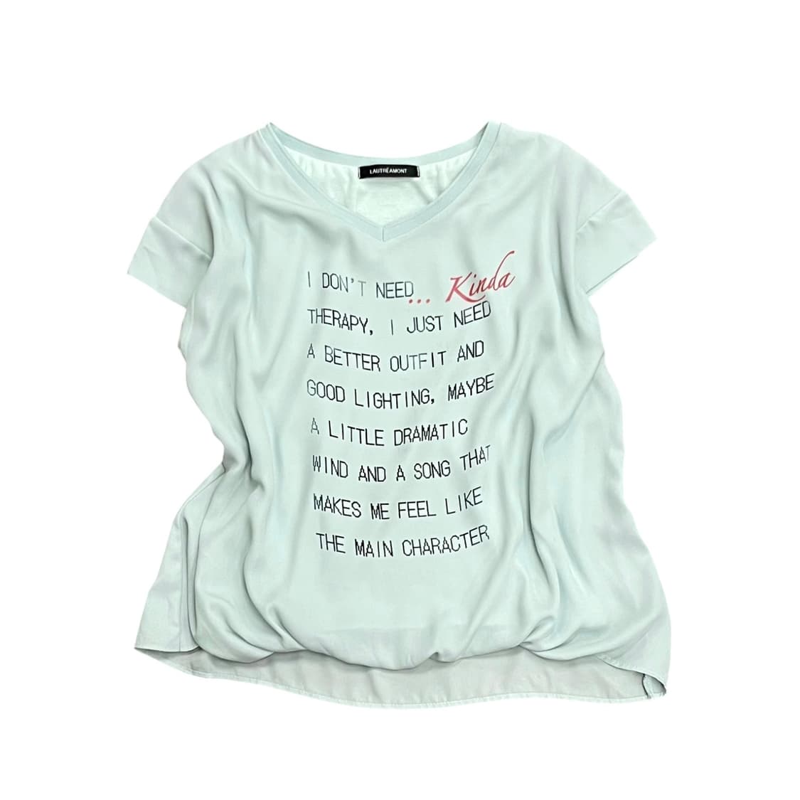 Mint Lettering Loose Short Sleeve Blouse 상품이미지1