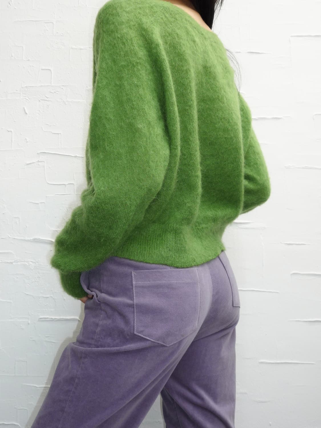 개별구매 가능)Purple cardigan & green knit set 상품이미지6