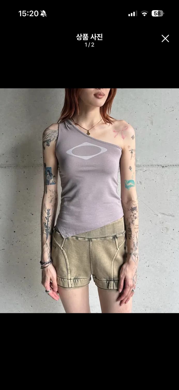 미스치프 원숄더 탑 슬리브리스 상품이미지1