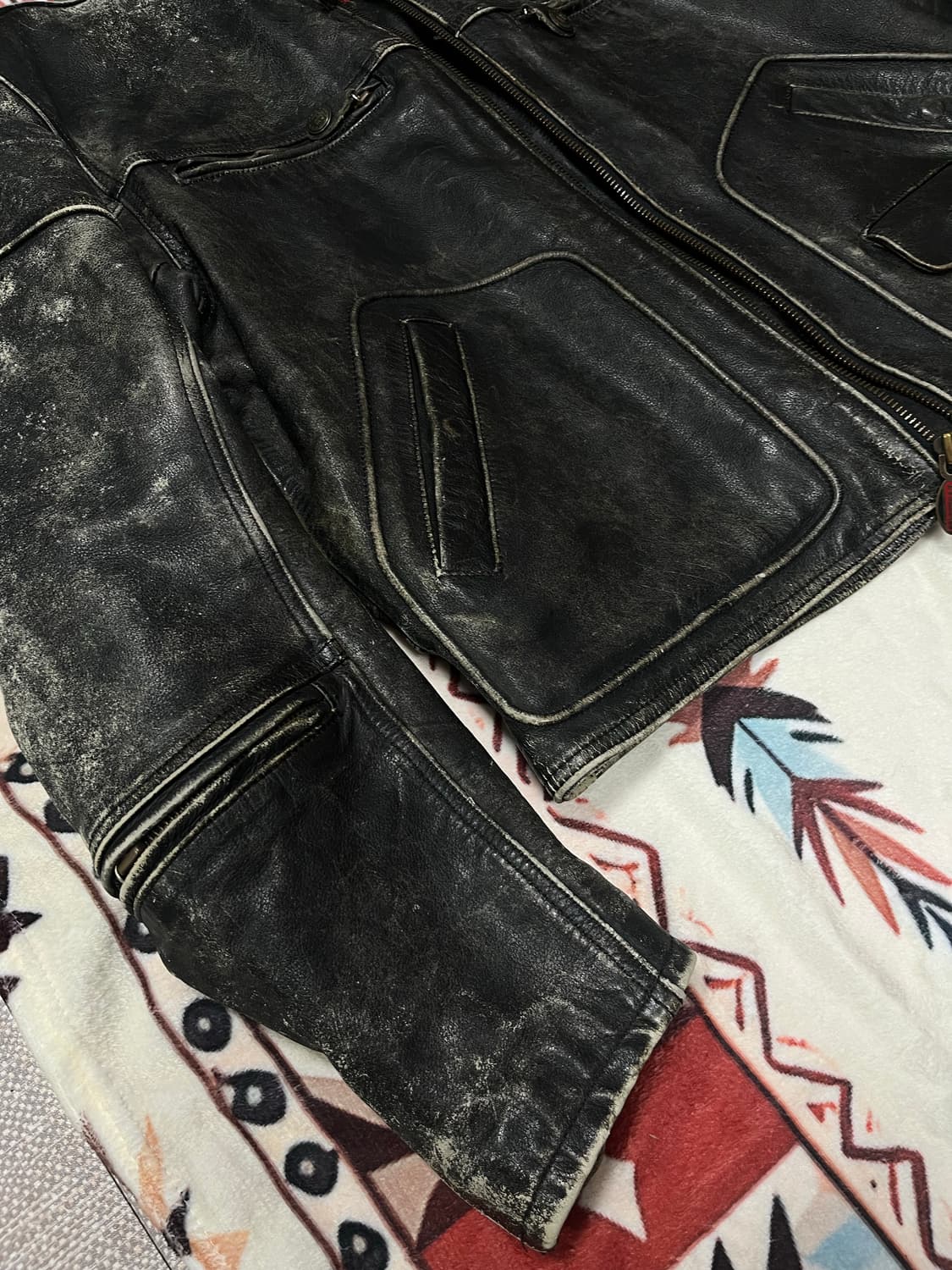 90's 퍼스트 기어 소가죽 모터사이클 자켓 42~44 상품이미지4