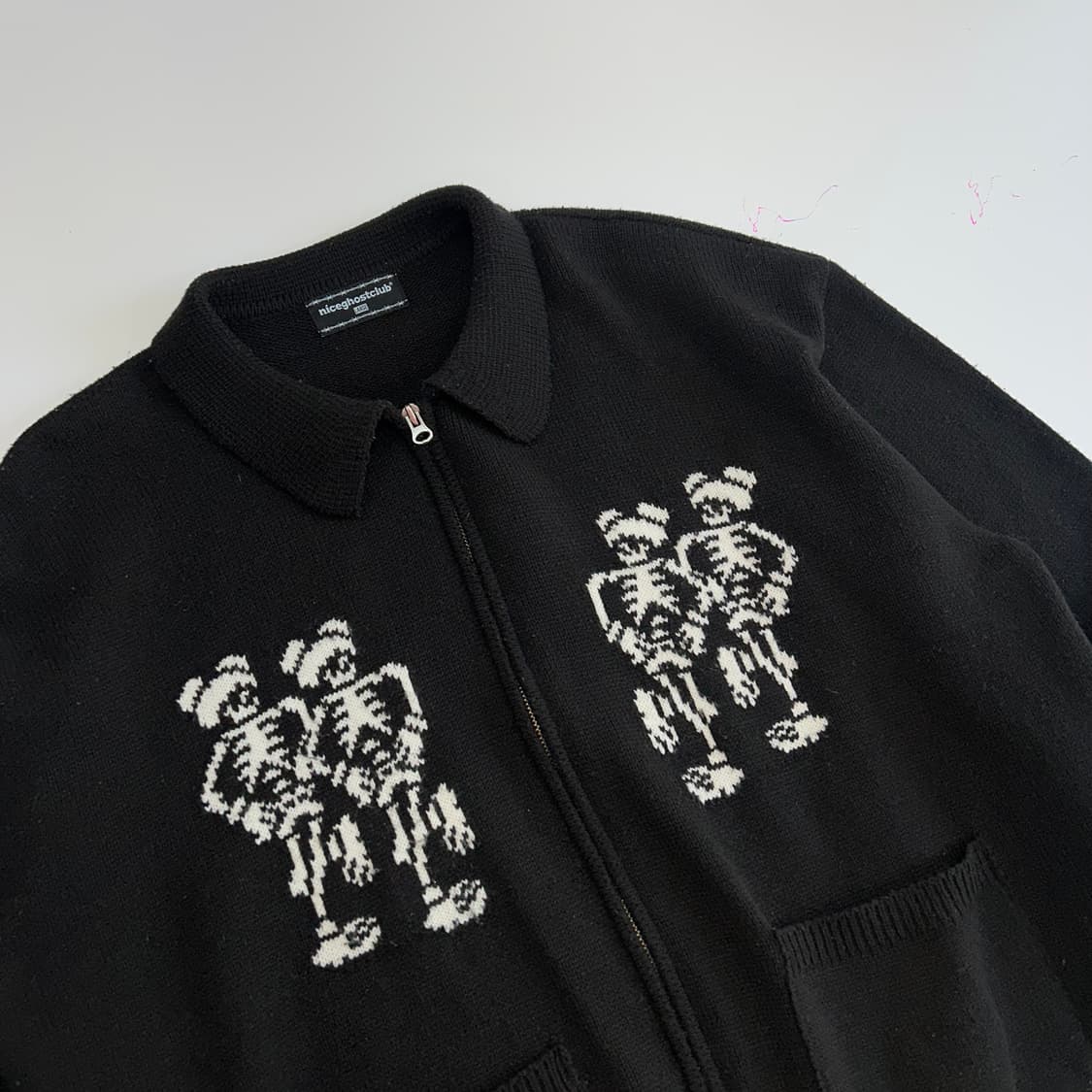 niceghostclub 나이스고스트클럽 댄싱 스켈렌톤 니트 집업  상품이미지4