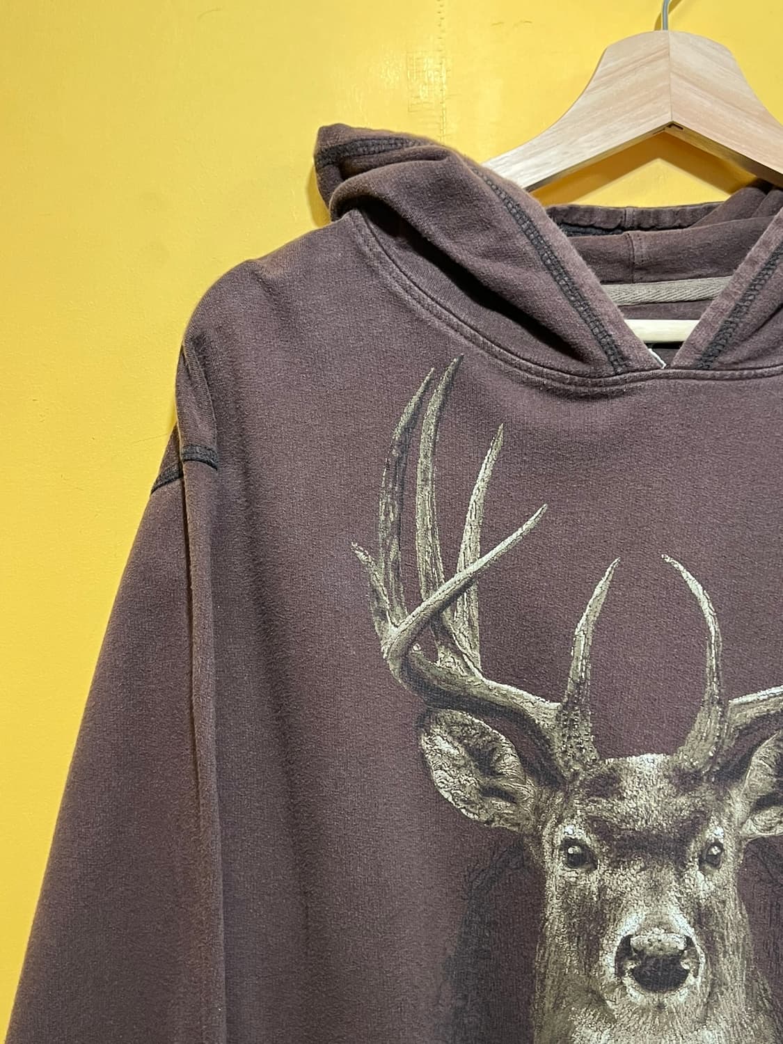 [L] 미국 빈티지 North River 사슴 그래픽 후드 티셔츠 상품이미지3