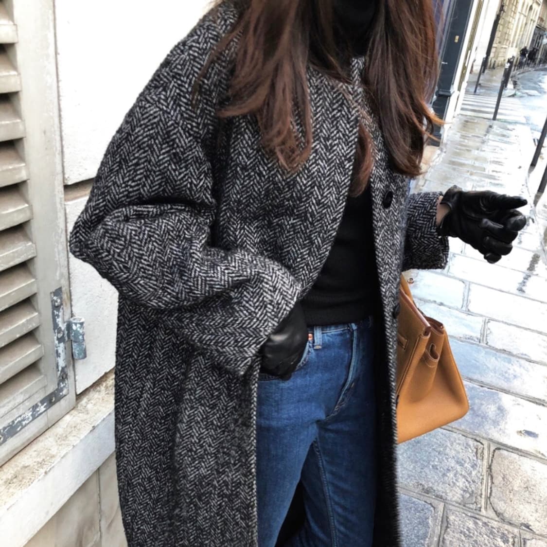 엘보른(ELBORN) 헤링본 울 코쿤코트 55-66 새상품 상품이미지3