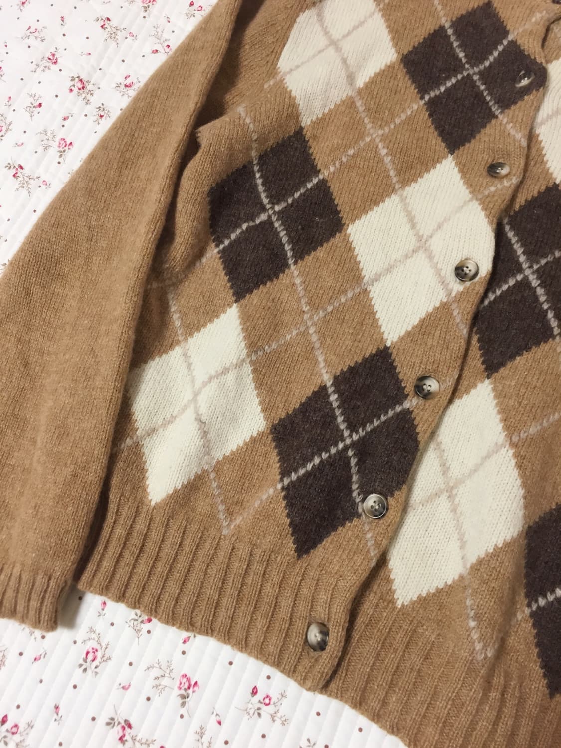 빈티지 라떼갸루 모리걸 아가일 가디건 상품이미지3