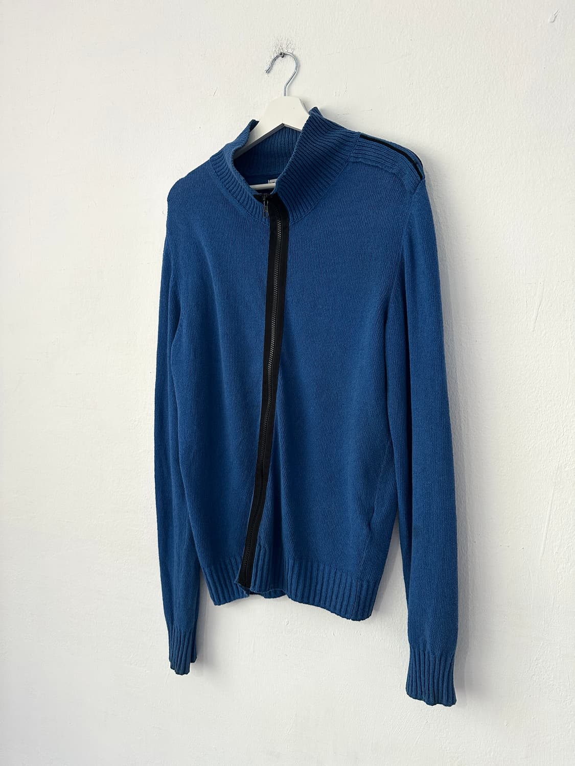 스톤아일랜드 2000s 비대칭 견장 니트집업 블루 상품이미지4