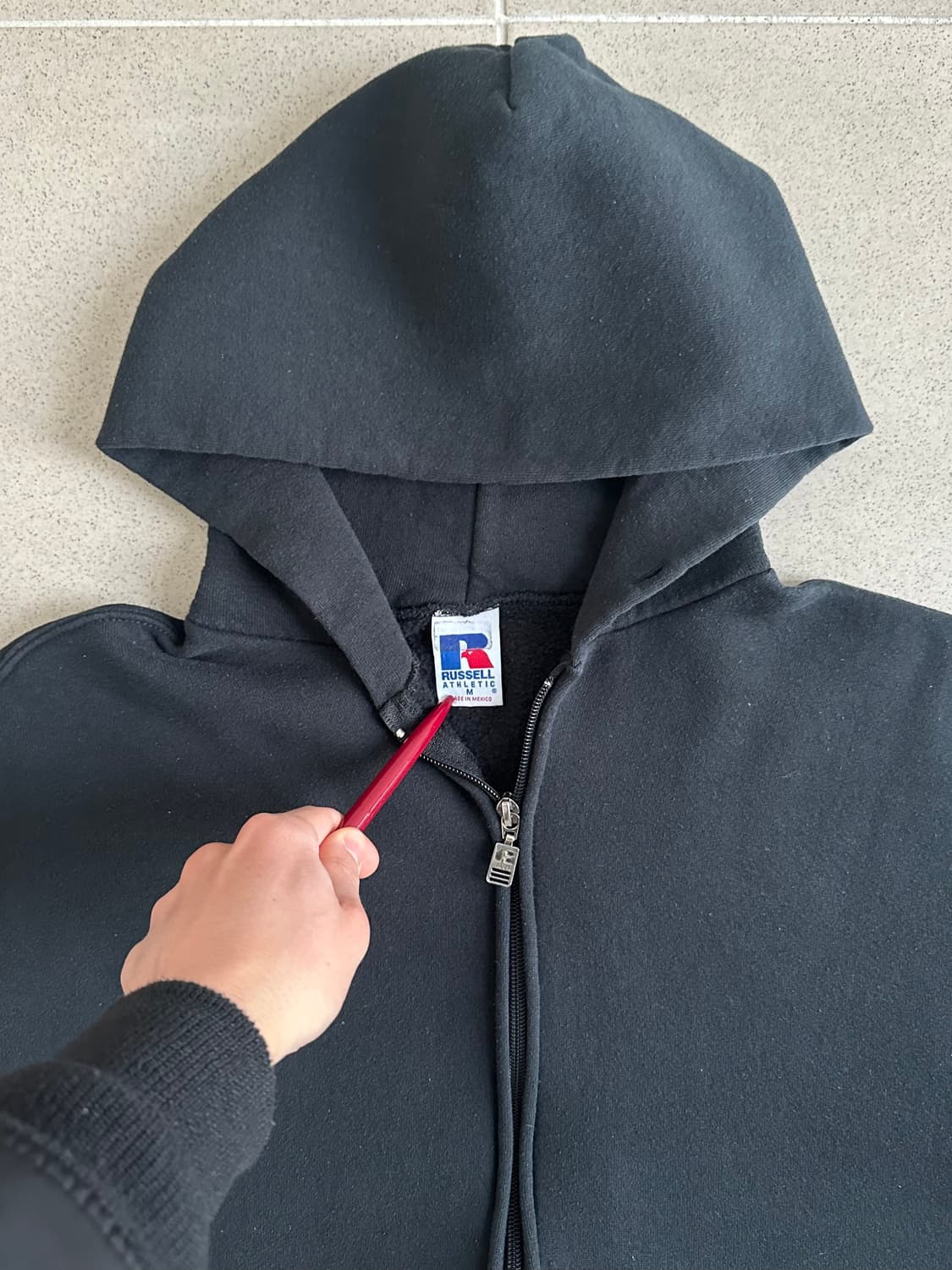90s 빈티지 러셀 후드집업 블랙 M 상품이미지6