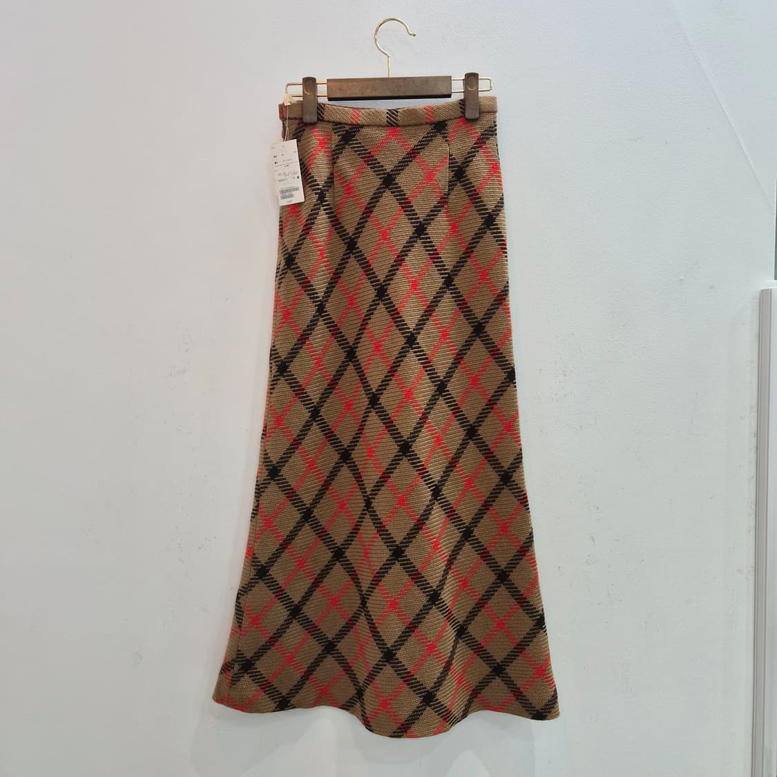 울 100% 클래식체크 롱스커트 상품이미지2