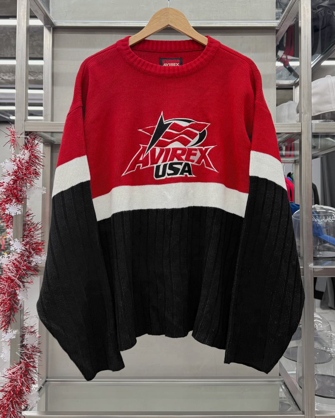 아비렉스 00s USA 컬러블럭 코튼 니트 상품이미지1