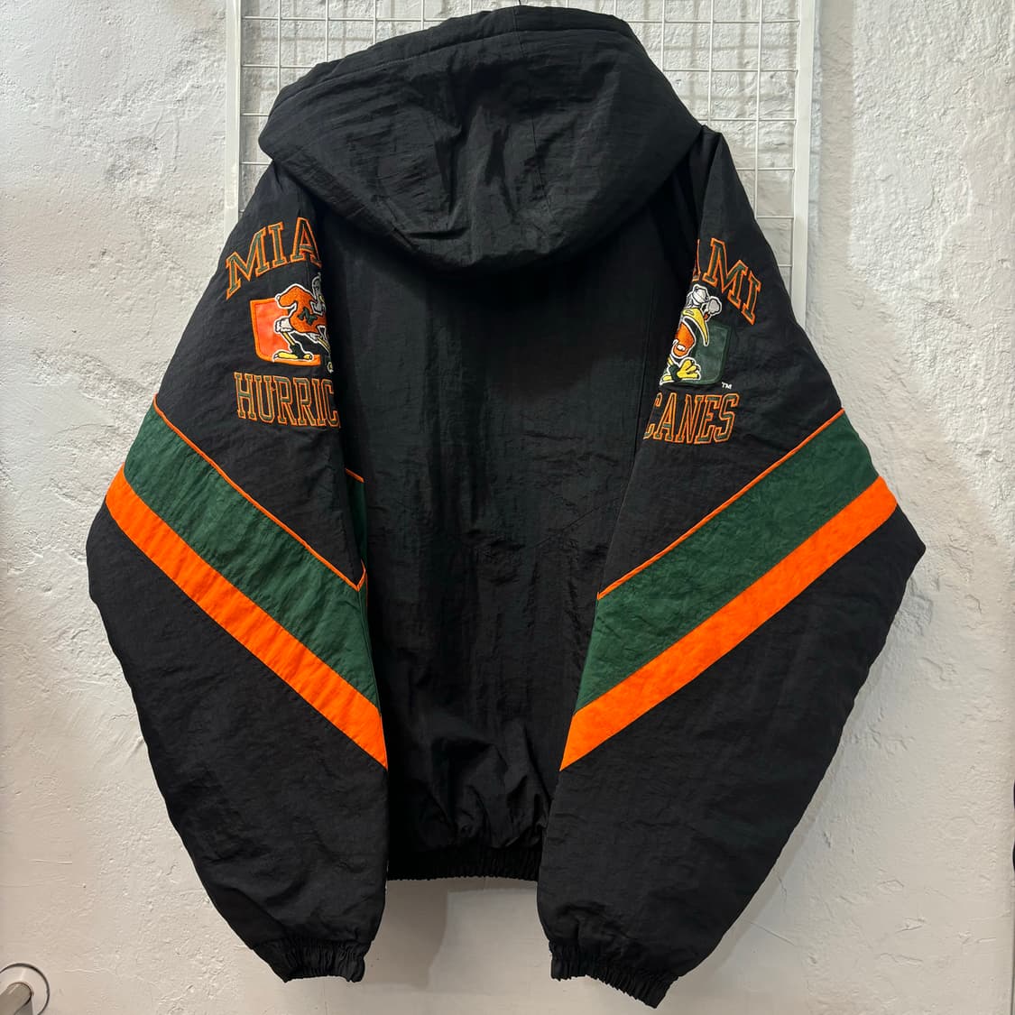 90s 스타터 올드스쿨 빈티지 마이애미 허리케인스 패딩 자켓 2XL 상품이미지2