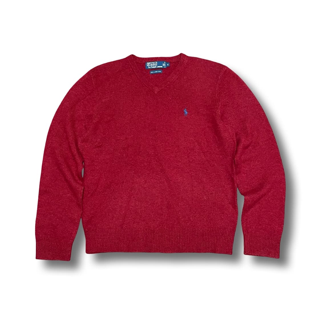[S] 폴로 랄프로렌 빈티지 브이넥 램스 울 니트 레드버건디 상품이미지1