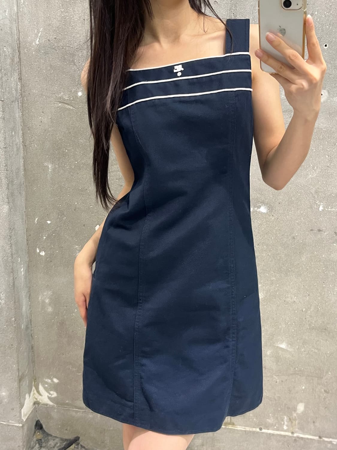 Courreges 꾸레쥬 네이비컬러 미디 원피스  상품이미지1