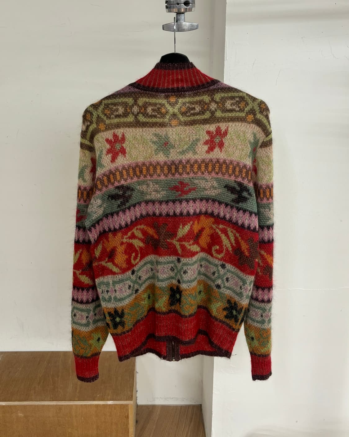 미쏘니 울 패턴 집업 가디건 상품이미지6