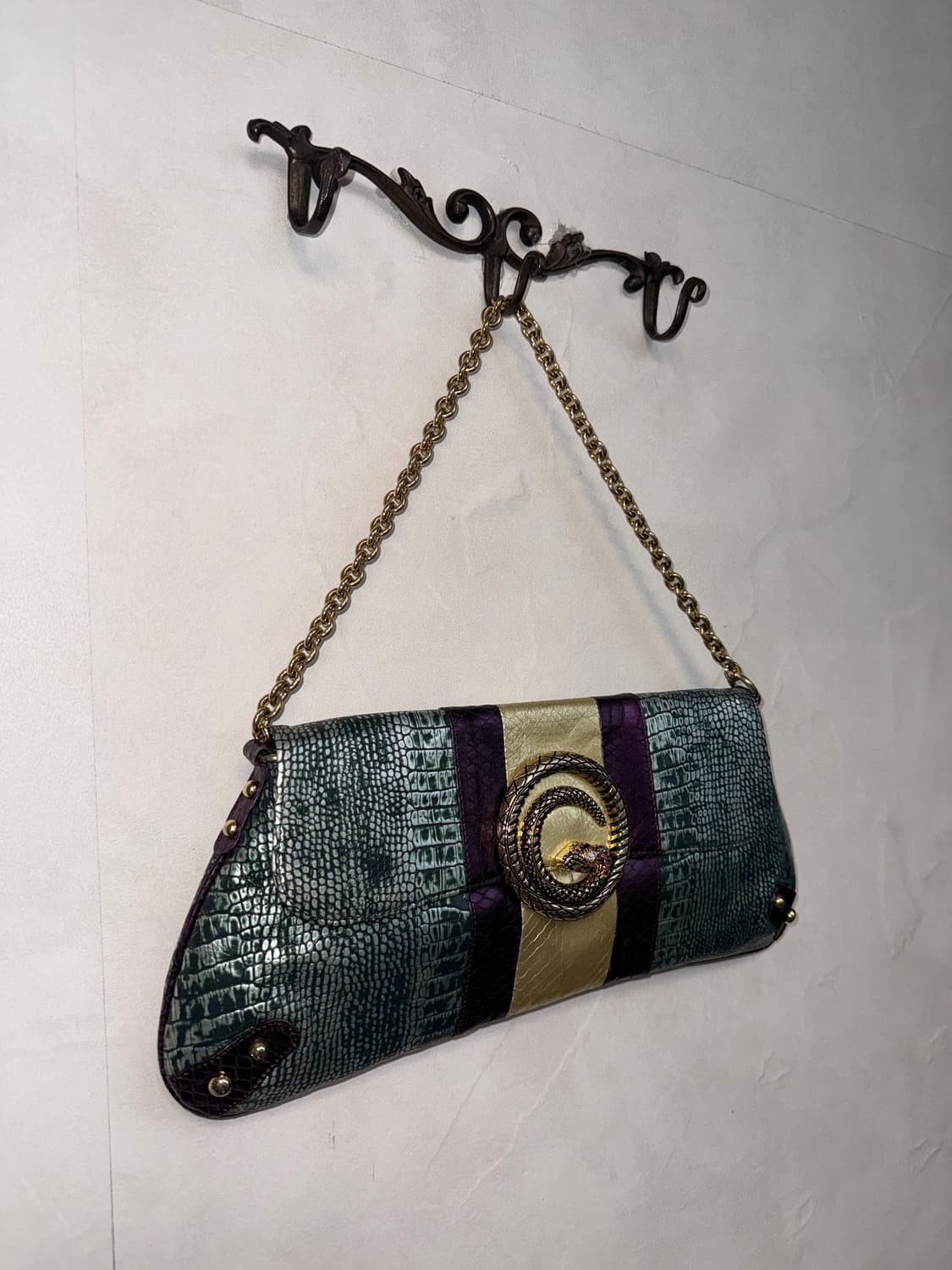 MICHAA metal blue green python chain 숄더백 상품이미지2