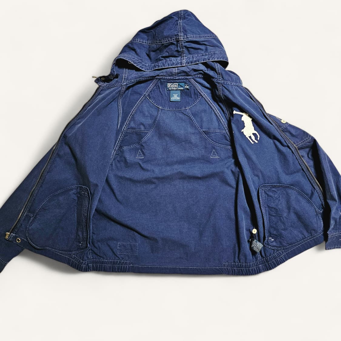 [M(105)][폴로 랄프로렌]00's빅포니 가먼트다잉 코튼 후디 자켓 상품이미지3