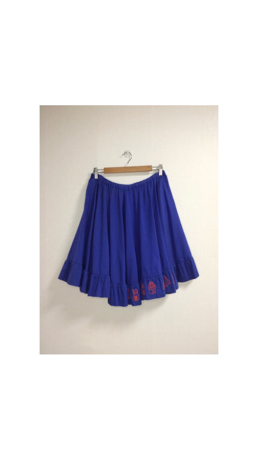 Ne-net 네넷냐 블루 프릴 자수 밴딩 미디 스커트 상품이미지1