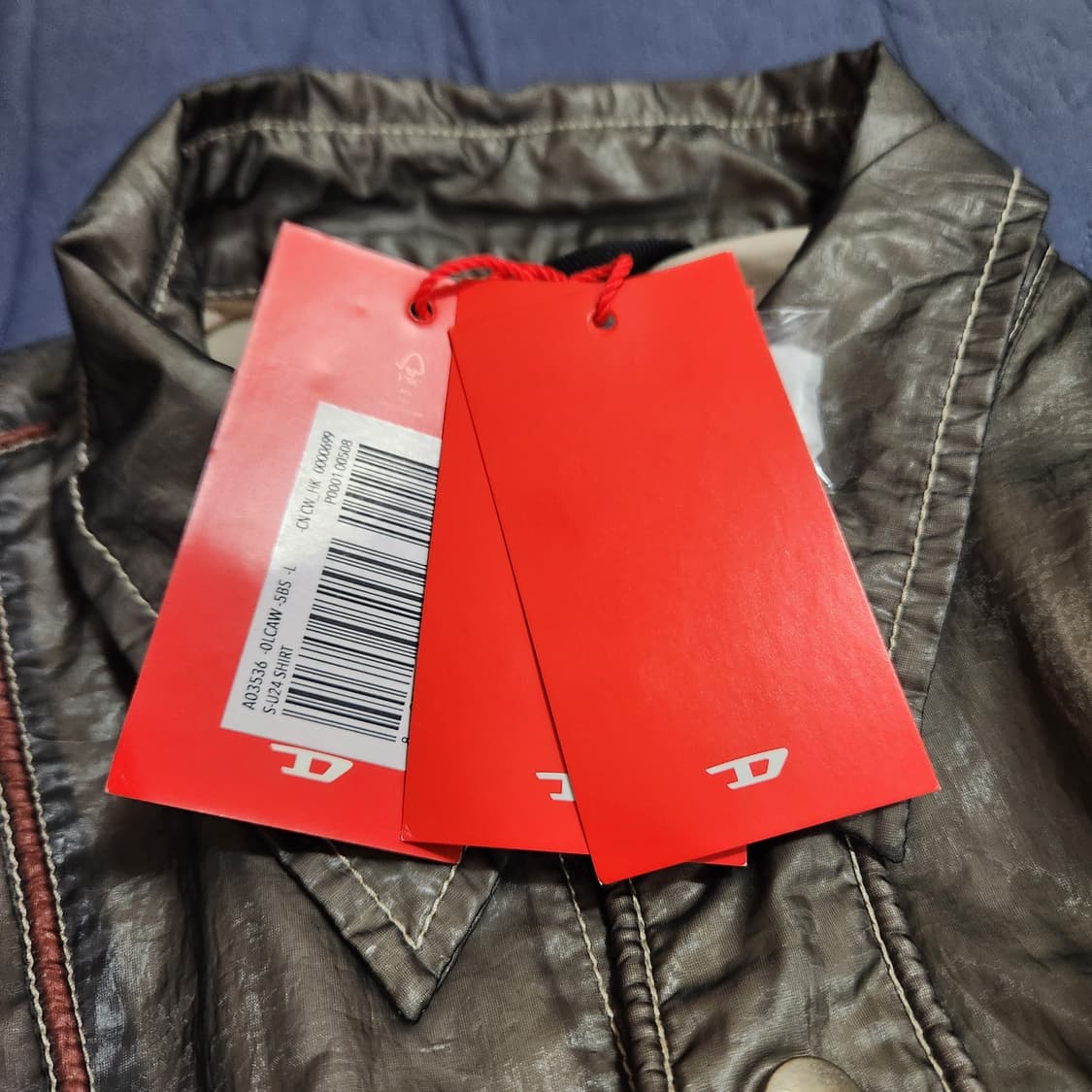 디젤 DIESEL S-U24 나일론 오버셔츠 자켓 올리브 L 상품이미지7