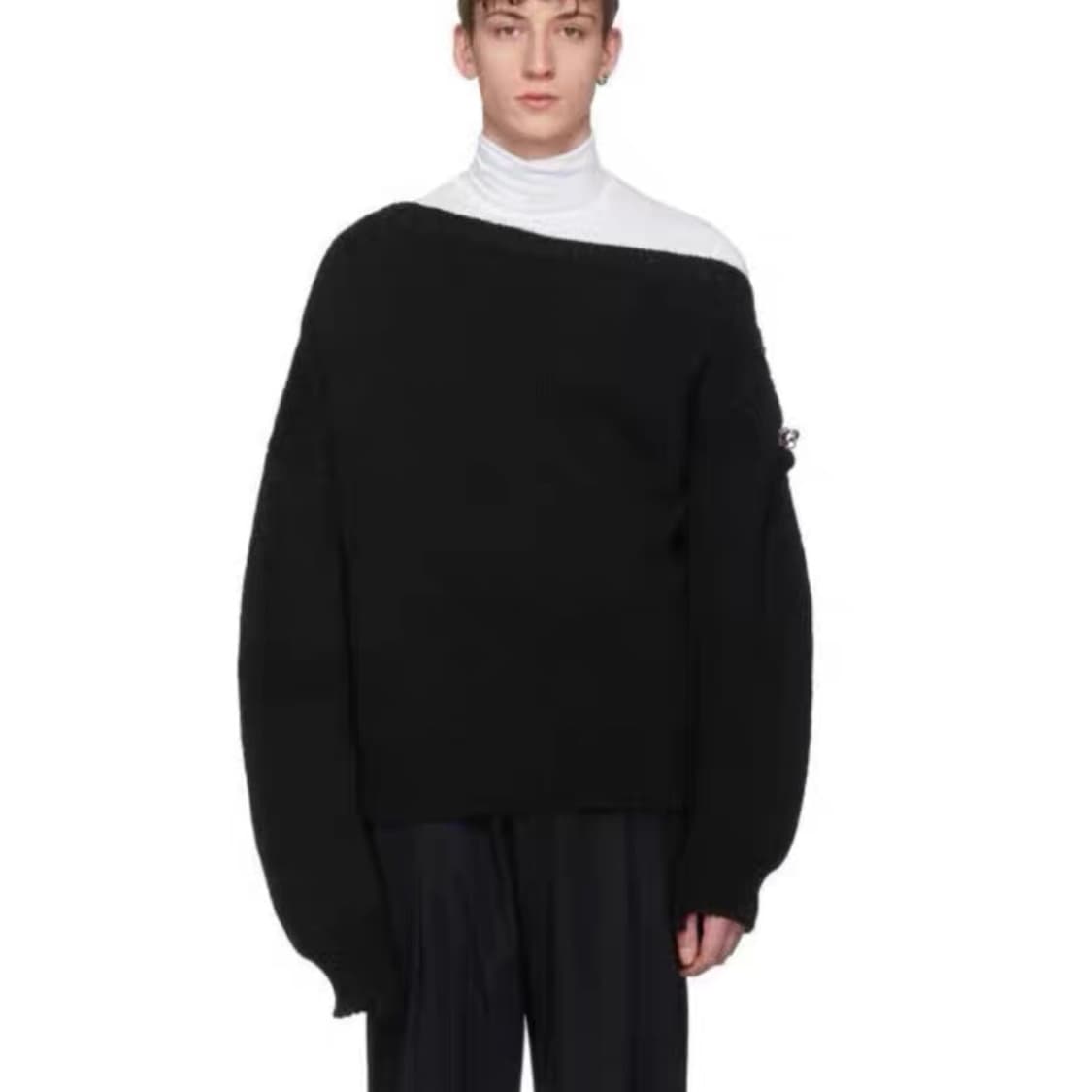 (구매) 라프시몬스 18ss 파이어맨 버클 보트넥 니트 블랙 상품이미지1