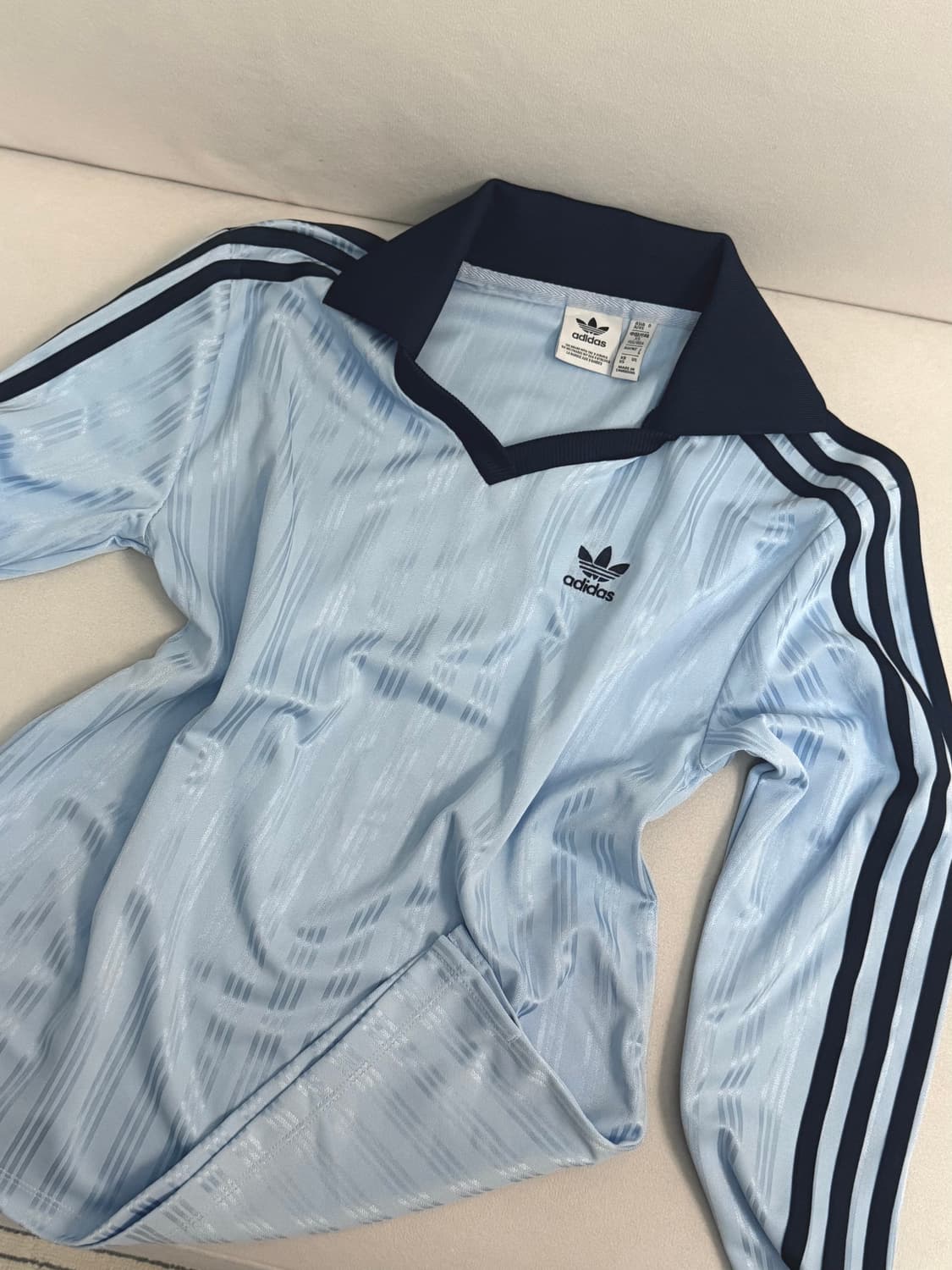 아디다스 풋볼 브이넥 긴팔 폴로 셔츠 스카이블루 상품이미지2