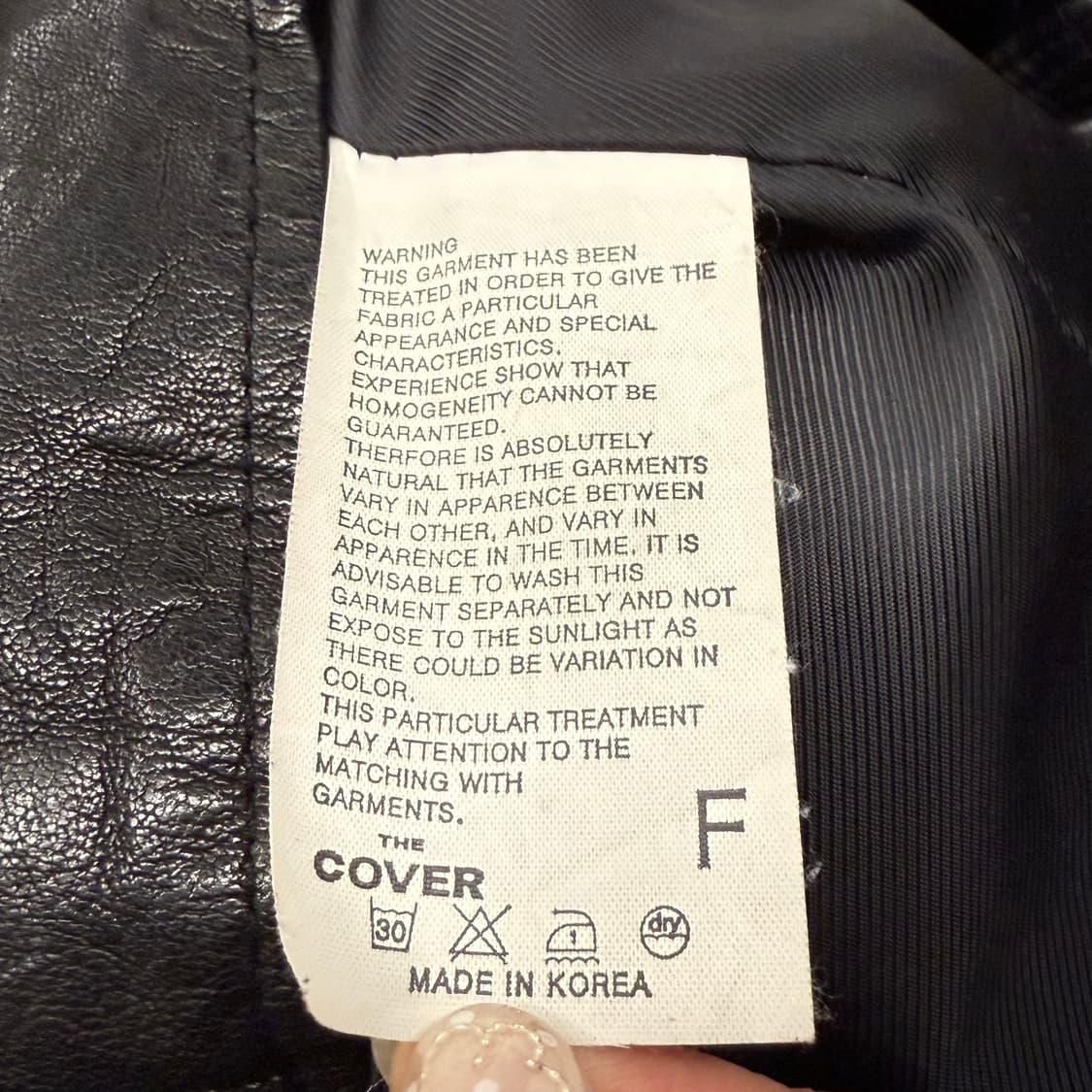 [정품] COVER 블랙 가죽 라이더 자켓 b14 상품이미지6