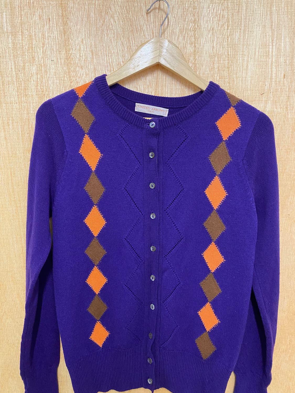 UNITED ARROWS agyle cardigan 아가일 울 가디건 상품이미지3