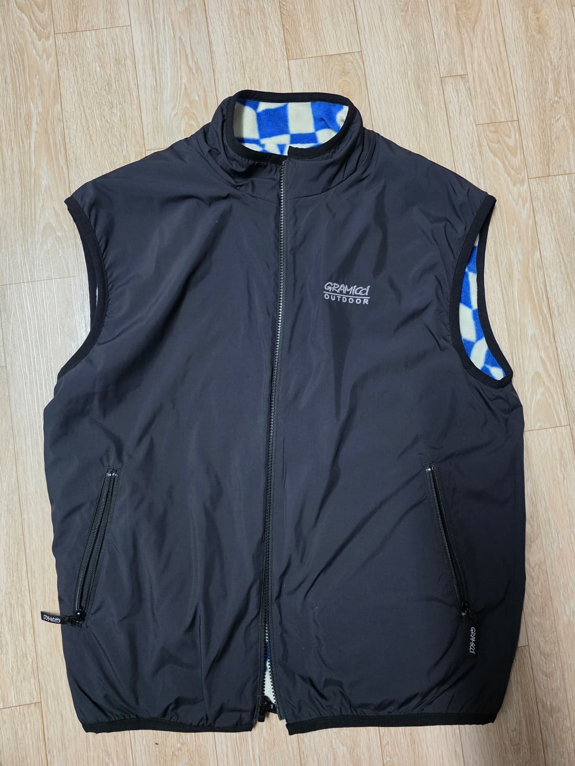 그라미치 아웃도어 블랙 체크 베스트 상품이미지1