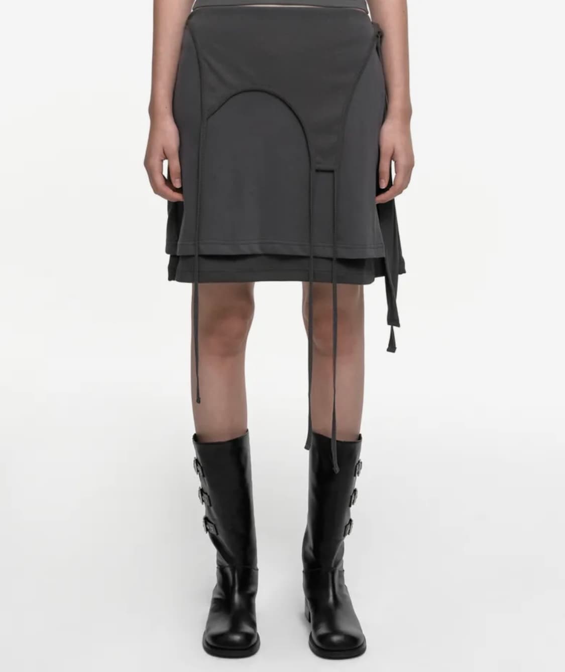 나체 Fold layered skirt charcoal 상품이미지1