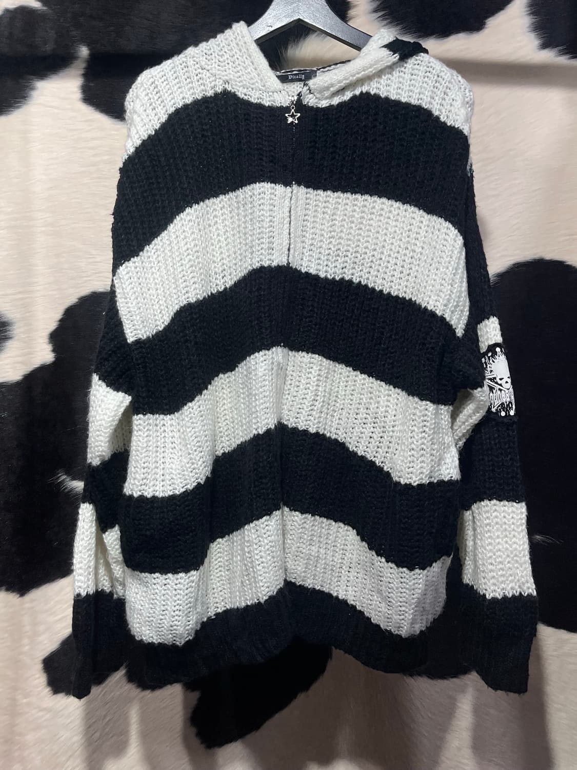 펑크 패치 스트라이프 후드집업 상품이미지3