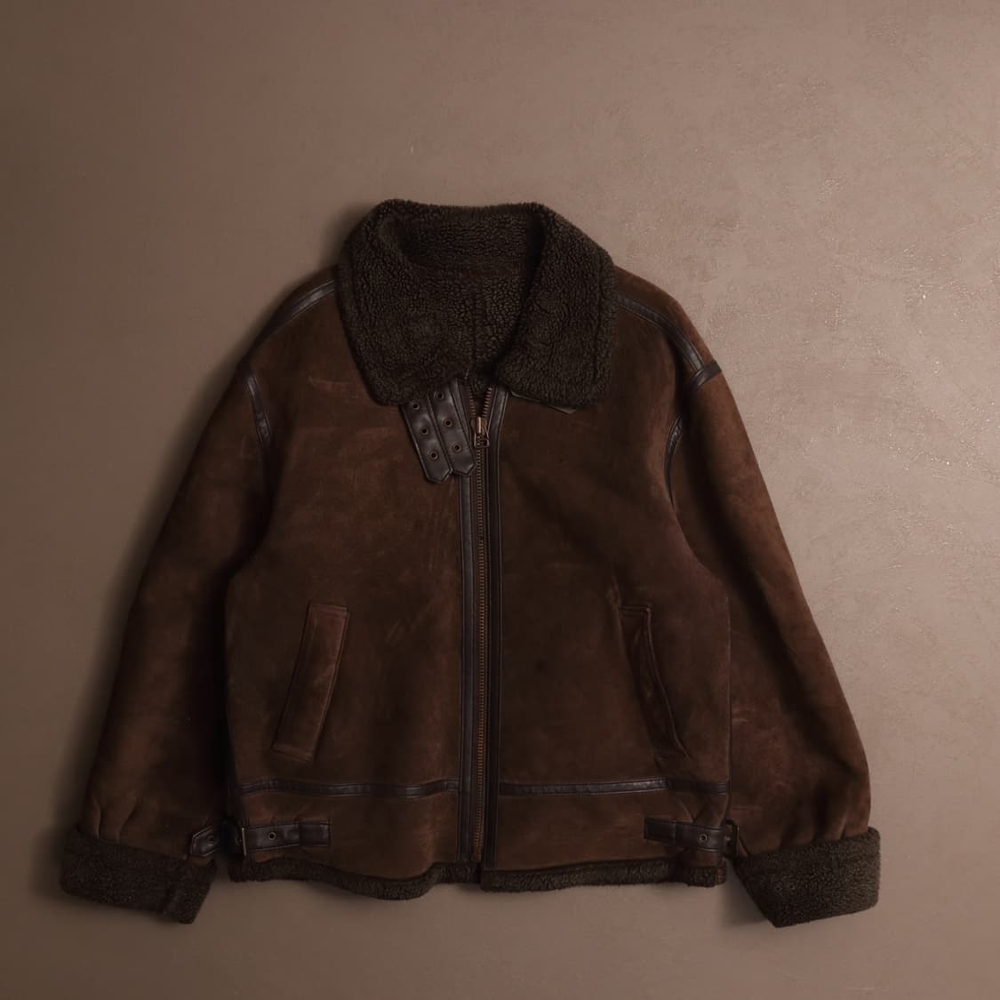 90's B-3 소가죽 레더 양털 무스탕 A1830 상품이미지1