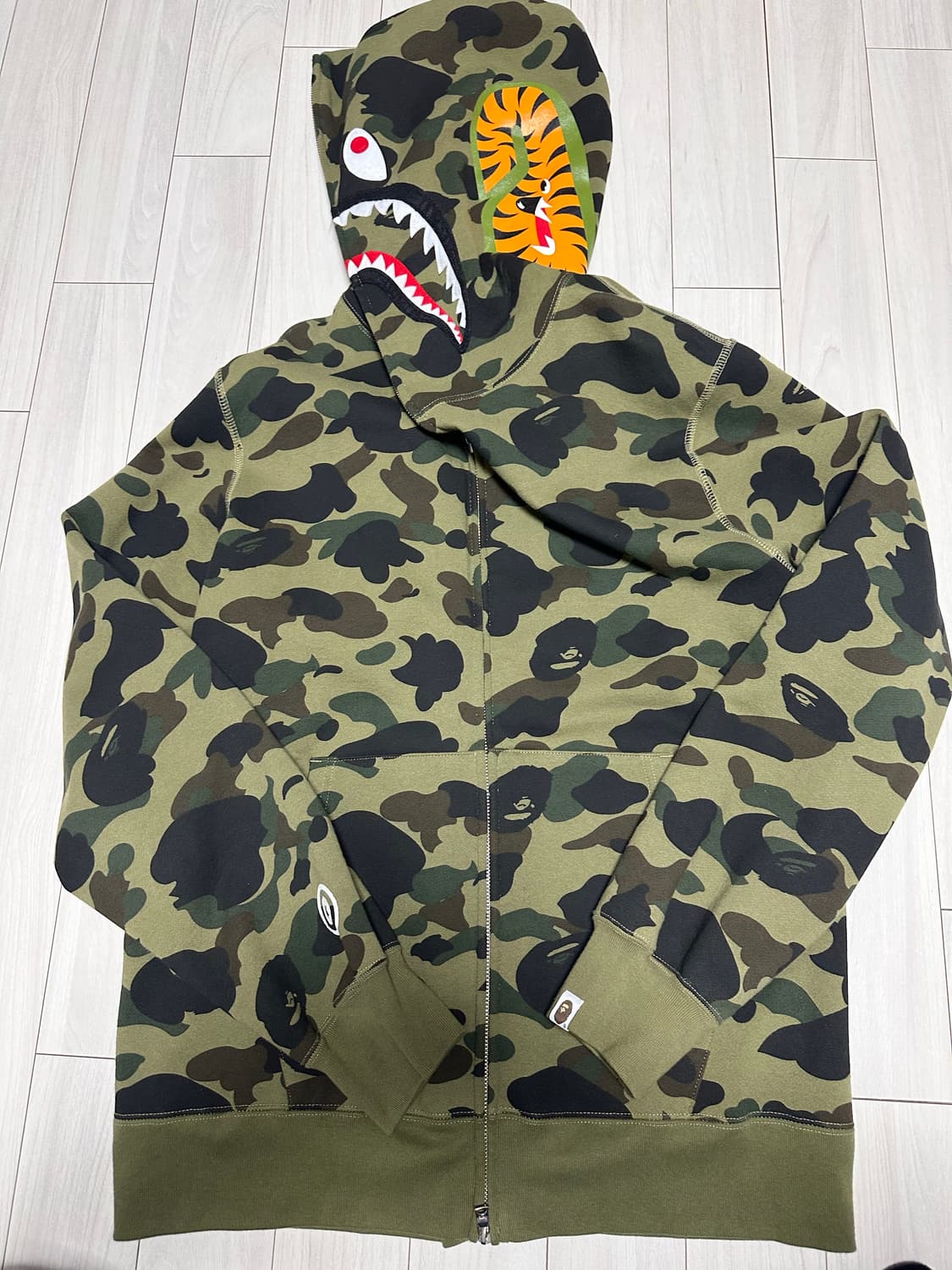 베이프 샤크 녹계 후드집업 2XL 상품이미지1