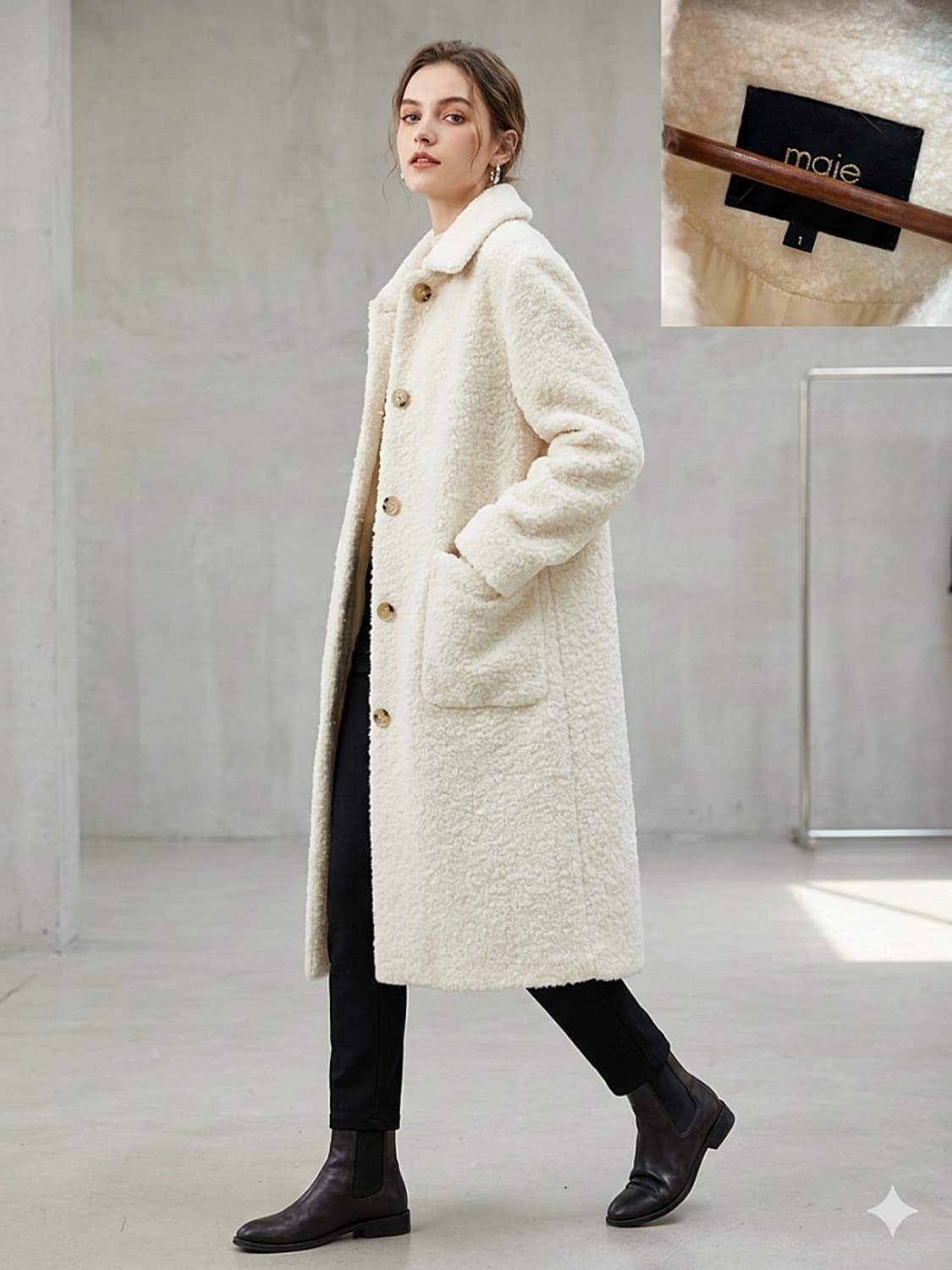 여)  마쥬 부클레 아이보리 코트 상품이미지1