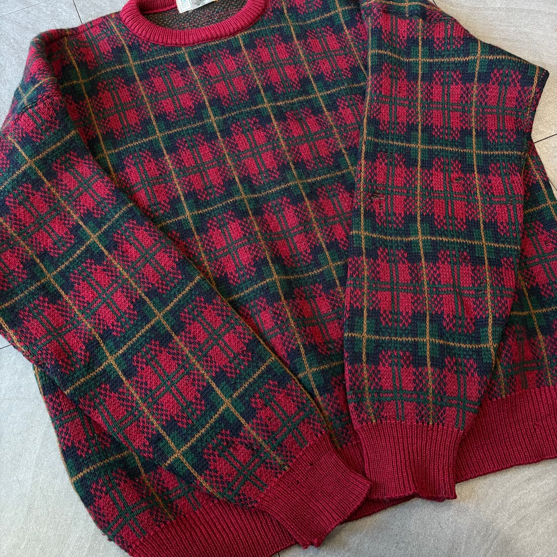 80s L.L.bean 80년대 미국 생산 엘엘빈 체크 플란넬 울 니트 상품이미지7