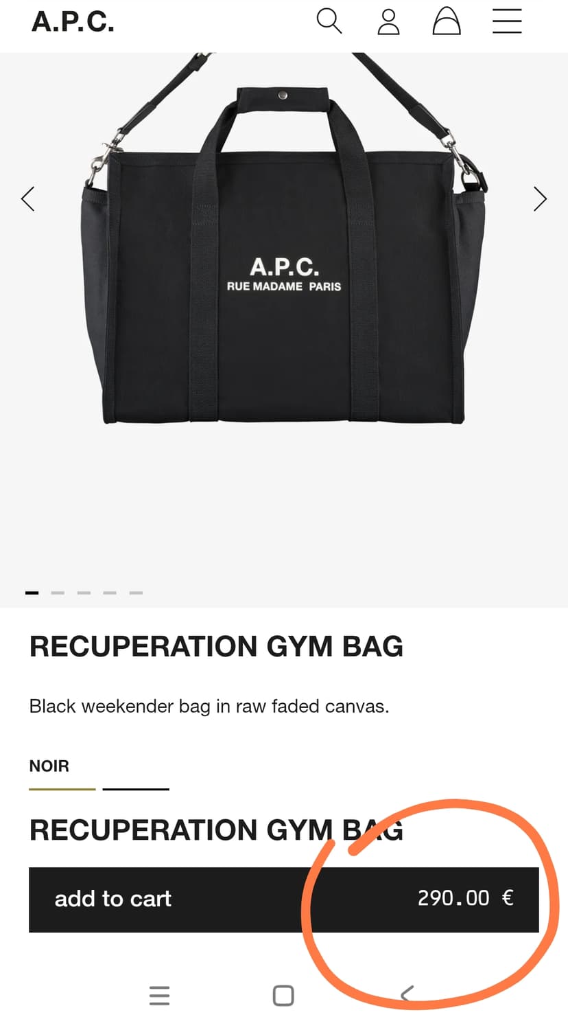 (새상품)APC 아페쎄 정품 레쿠퍼레이션 짐백 신상 샌드 상품이미지2