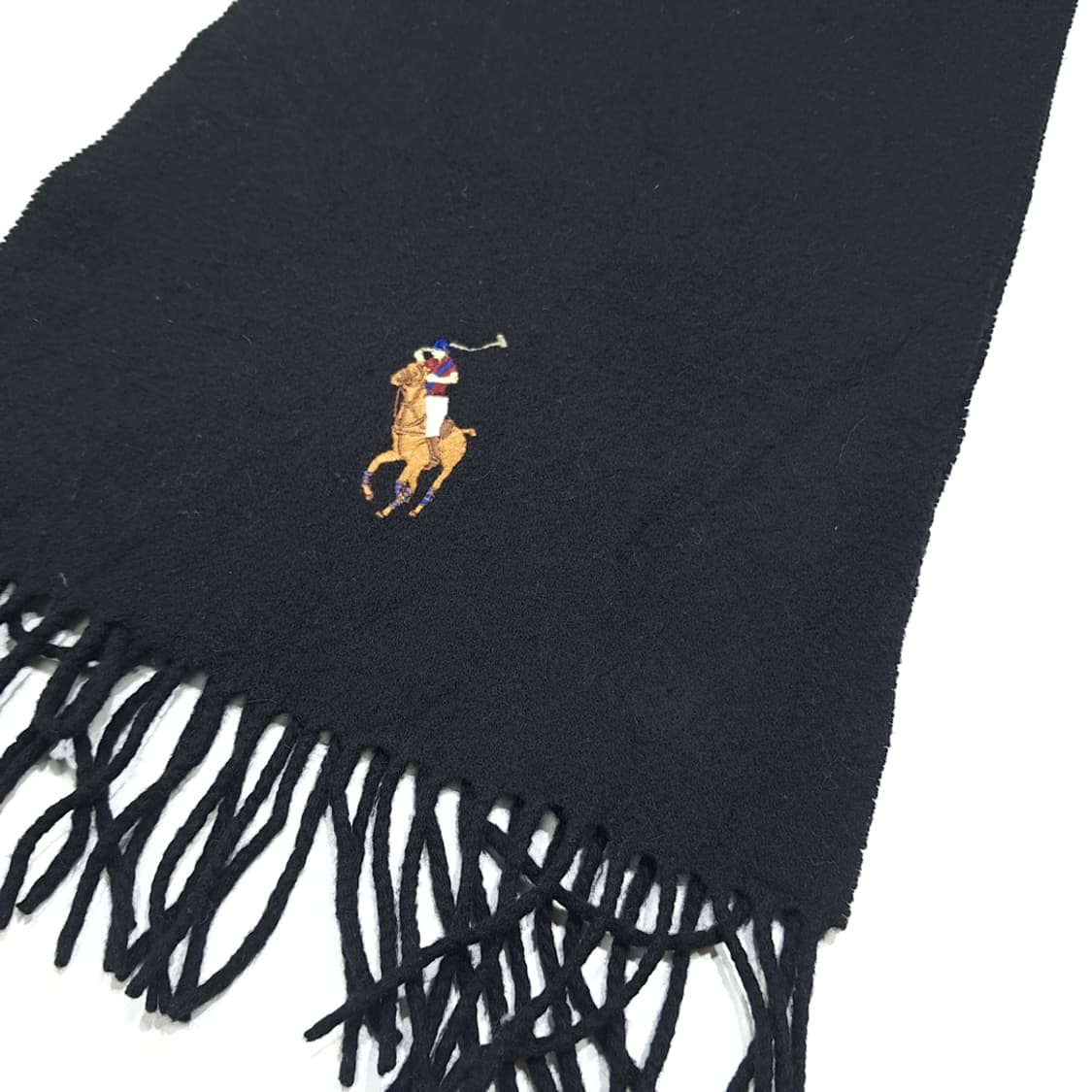 MX573 폴로 00s 이태리판 램스울 빅포니 블랙 머플러 목도리 상품이미지3