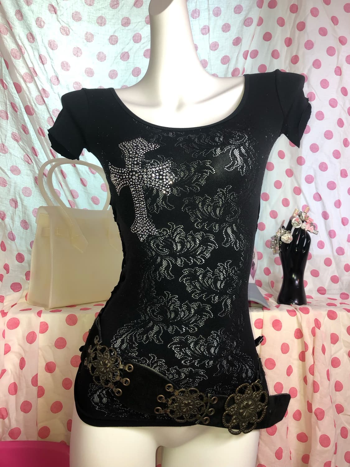 black cross cutting top 상품이미지2