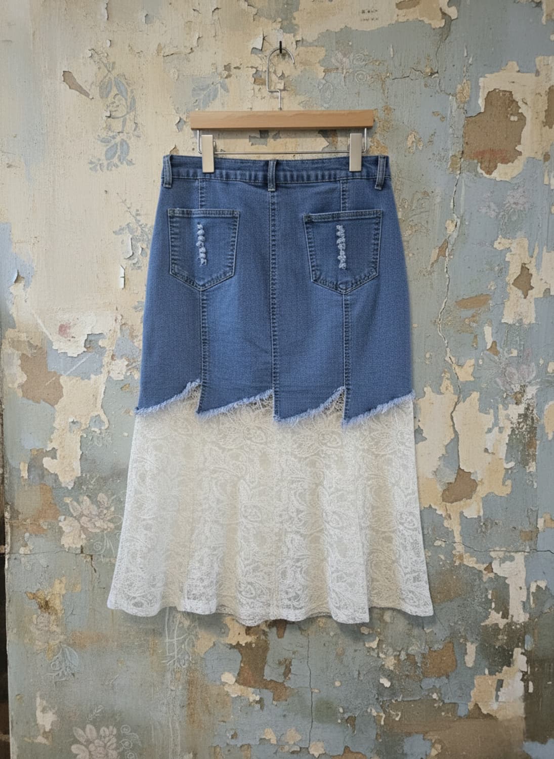 데님 레이스 롱 스커트 XL 상품이미지2