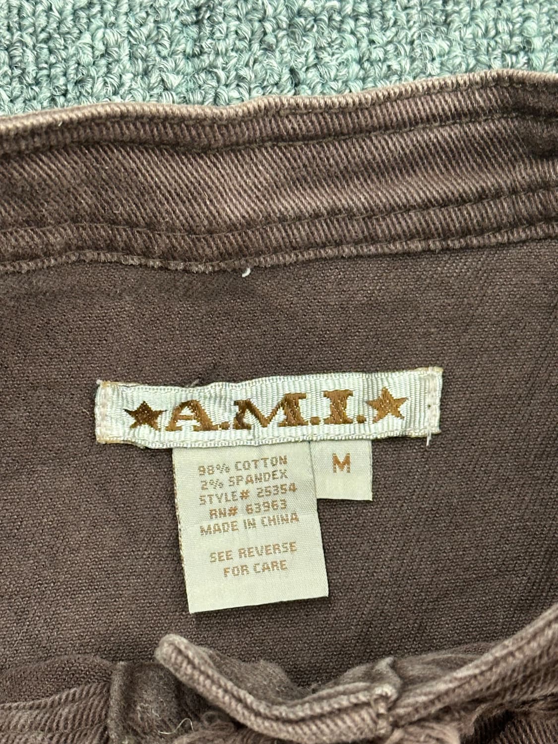 M)A.M.I 빈티지 여성 논카라 브라운 코튼 자켓 상품이미지5