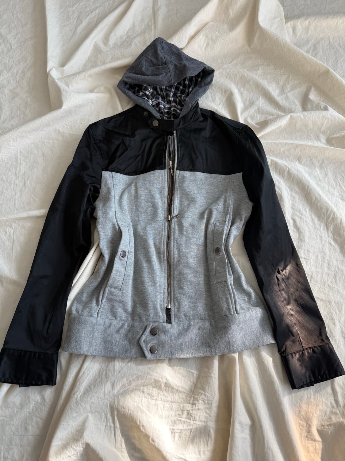 무채색 y2k 락시크 레이어드 후드 집업  상품이미지1