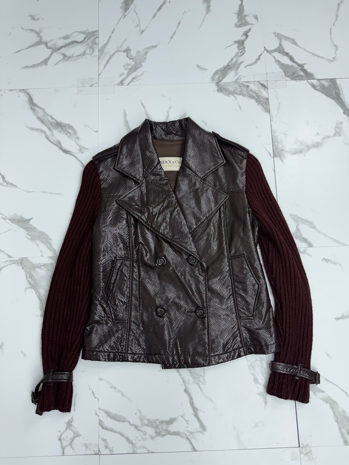 막스앤코 막스마라 레더 이펙트 니트 자켓 상품이미지1