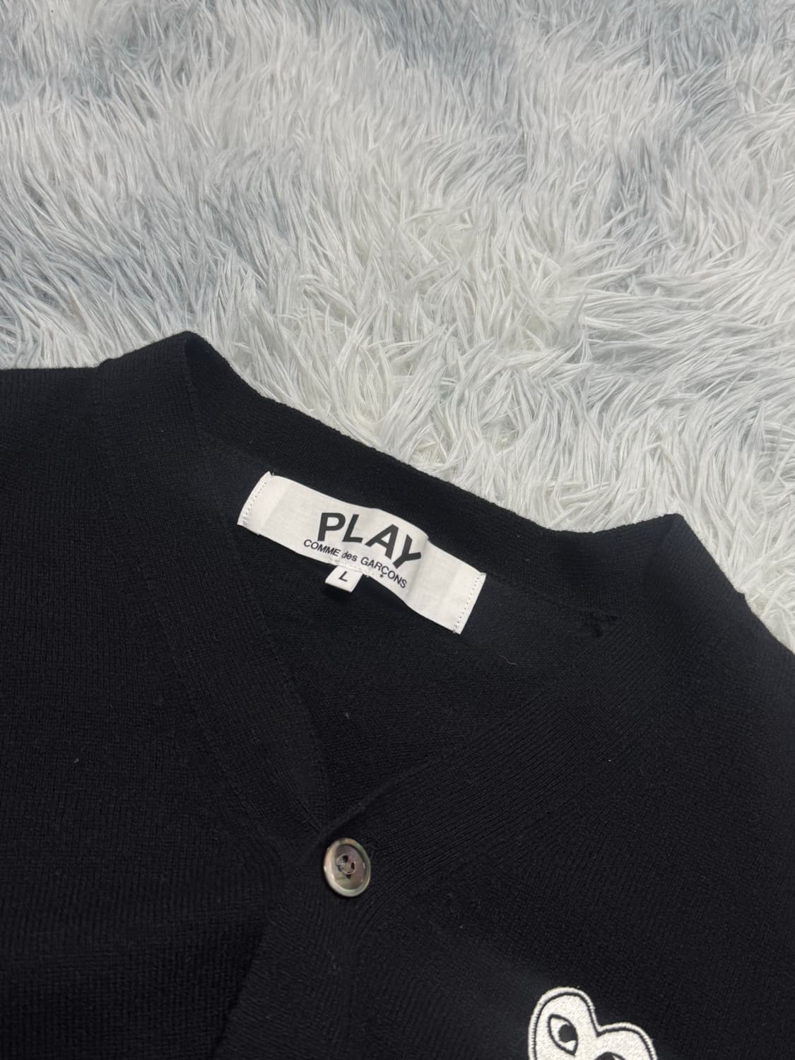 꼼데가르송 블랙 가디건 화이트와펜 L 상품이미지2