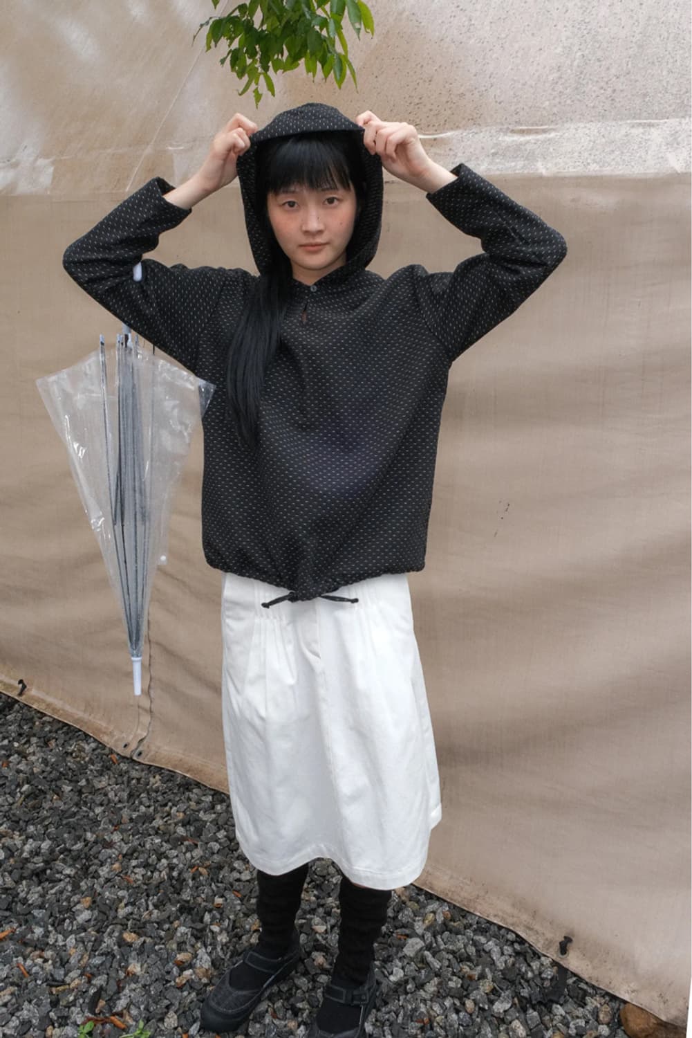 페스토 도트 블라우스후디 블랙 상품이미지2