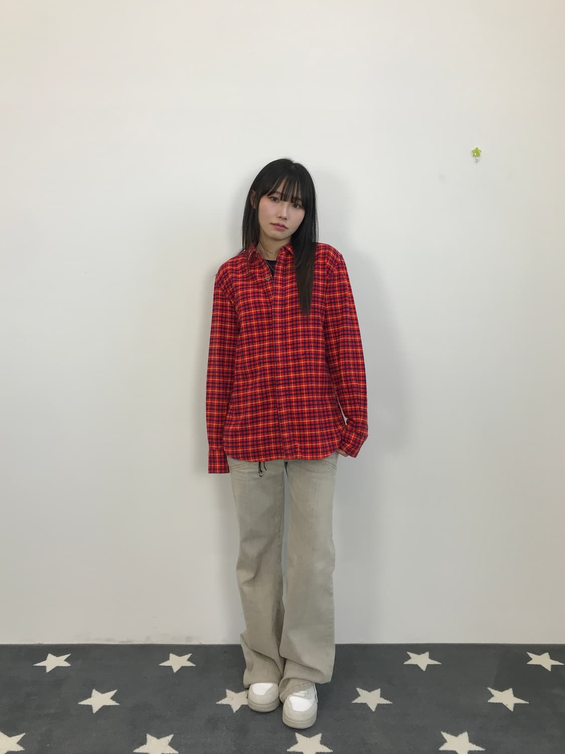 Levi's Premium Red Plaid Flannel Shirt 상품이미지1